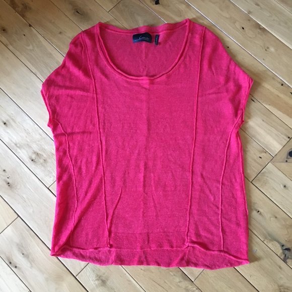 Vintage Line & Dot Retro Red Boxy Pullover Top - Picture 6 of 10